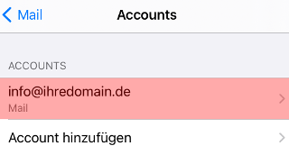 Die Accountliste in den iOS-Mail-Einstellungen
