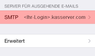Die Account-Einstellungen mit „Server für ausgehende E-Mails"