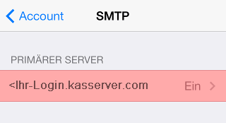 Die Serverliste mit dem primären Server