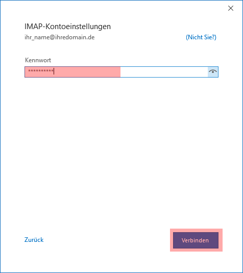 Outlook: die Abfrage des Kennworts